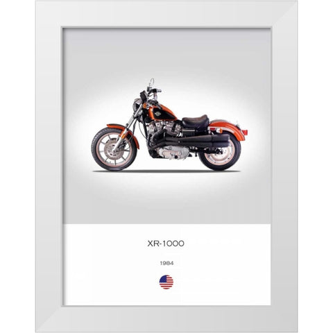 Harley Davidson XR 1000 1984 White Modern Wood Framed Art Print by Rogan, Mark