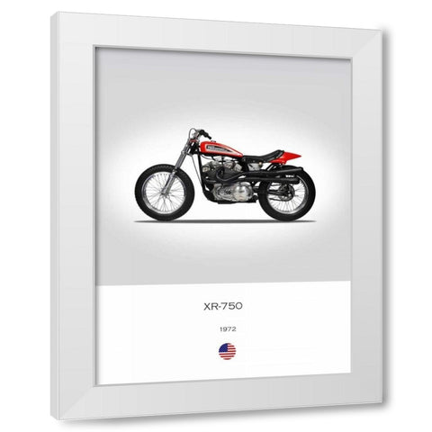 Harley Davidson XR 750 1972 White Modern Wood Framed Art Print by Rogan, Mark