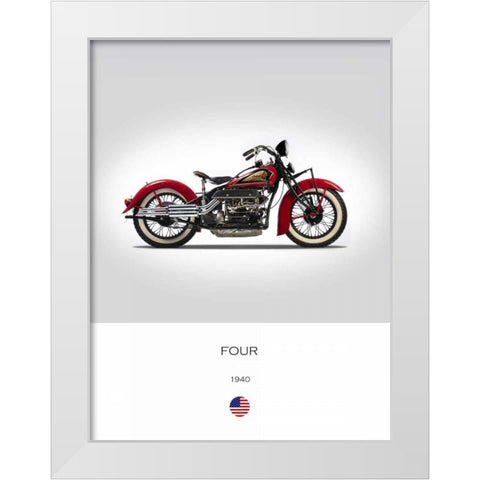 Indian Four 1940 White Modern Wood Framed Art Print by Rogan, Mark