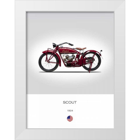 Indian Scout 1924 White Modern Wood Framed Art Print by Rogan, Mark