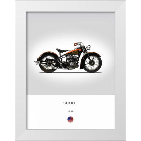 Indian Scout 1938 White Modern Wood Framed Art Print by Rogan, Mark