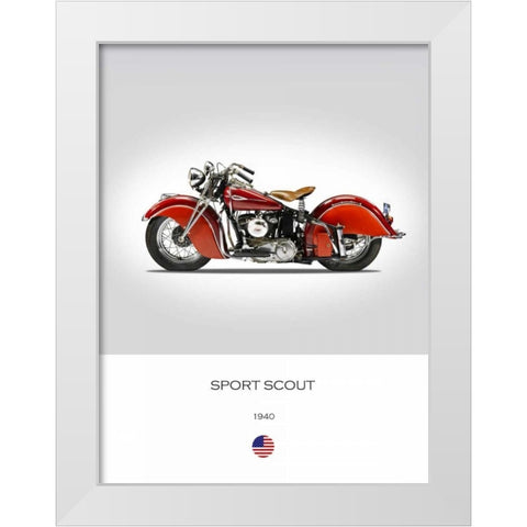 Indian Sport Scout 1940 White Modern Wood Framed Art Print by Rogan, Mark