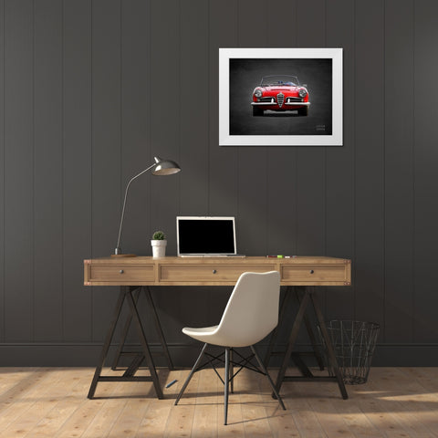 Alfa Giulia 1600 Spider 1964 White Modern Wood Framed Art Print by Rogan, Mark