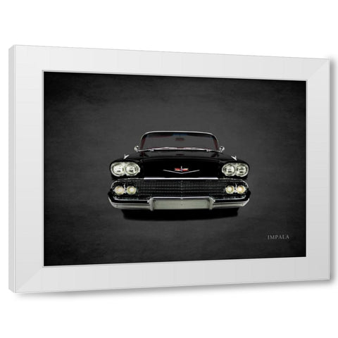 Chevrolet Impala 1958 White Modern Wood Framed Art Print by Rogan, Mark