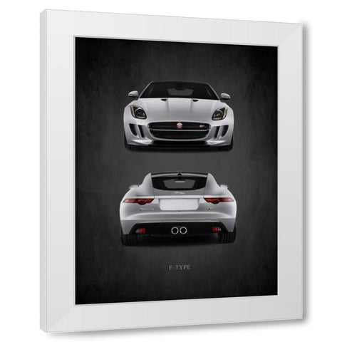 Jaguar F-Type Front-Back White Modern Wood Framed Art Print by Rogan, Mark