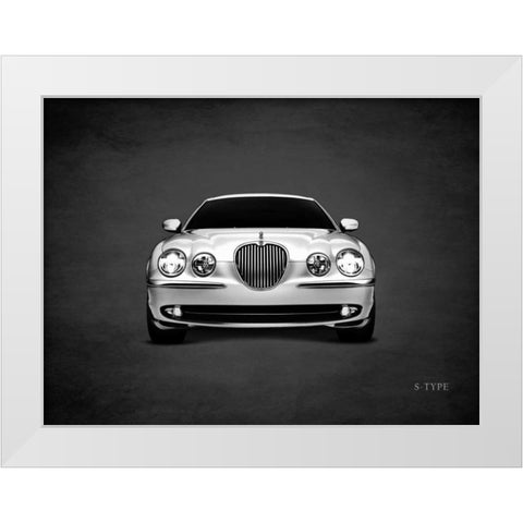 Jaguar S-Type White Modern Wood Framed Art Print by Rogan, Mark