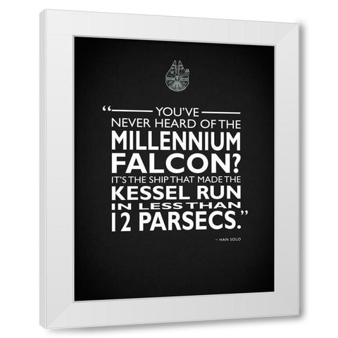 Star Wars - Millenium Falcon White Modern Wood Framed Art Print by Rogan, Mark