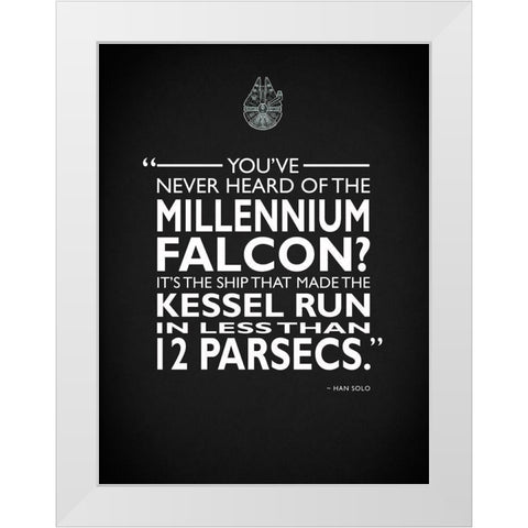 Star Wars - Millenium Falcon White Modern Wood Framed Art Print by Rogan, Mark