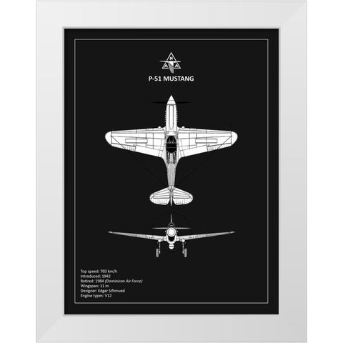 BP P-51 Mustang Black  White Modern Wood Framed Art Print by Rogan, Mark