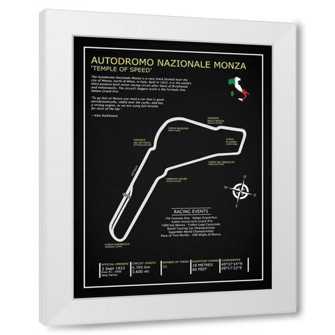 Autodromo Nazionale Monza BL White Modern Wood Framed Art Print by Rogan, Mark