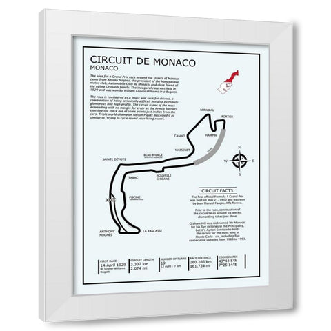 Monaco Circuit White Modern Wood Framed Art Print by Rogan, Mark