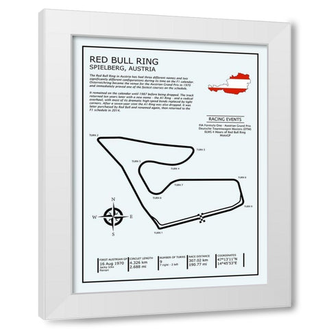 Red Bull Ring Austria White Modern Wood Framed Art Print by Rogan, Mark