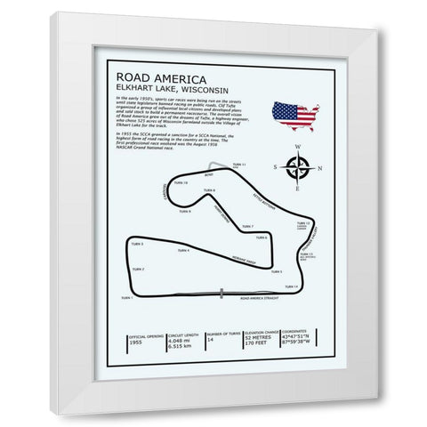 Road America White Modern Wood Framed Art Print by Rogan, Mark