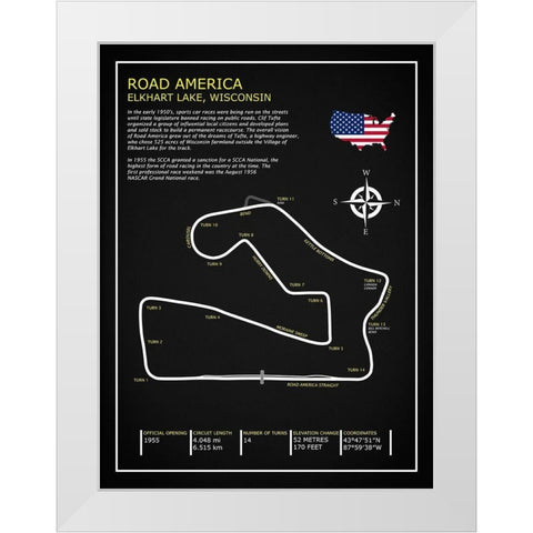Road America BL White Modern Wood Framed Art Print by Rogan, Mark