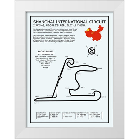 Sepang Intl. Circuit White Modern Wood Framed Art Print by Rogan, Mark