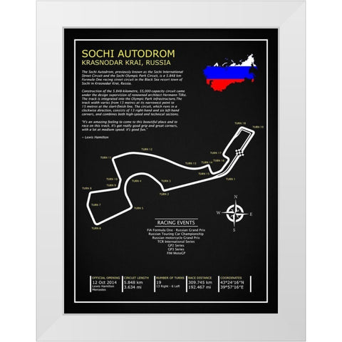 Sochi Autodrom Russia BL White Modern Wood Framed Art Print by Rogan, Mark