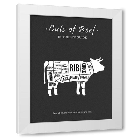 Butchery Beef White Modern Wood Framed Art Print by Rogan, Mark