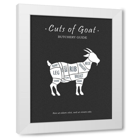 Butchery Goat White Modern Wood Framed Art Print by Rogan, Mark