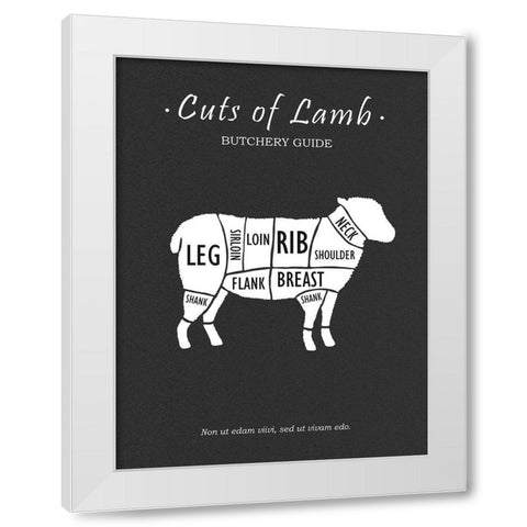 Butchery Lamb White Modern Wood Framed Art Print by Rogan, Mark