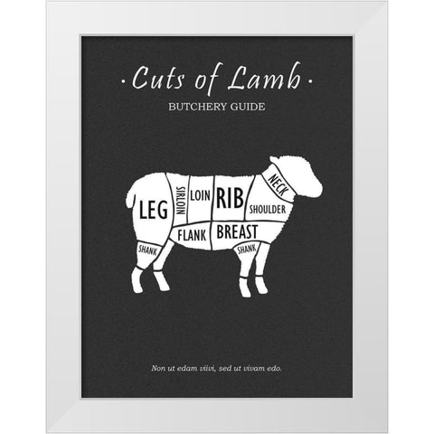 Butchery Lamb White Modern Wood Framed Art Print by Rogan, Mark