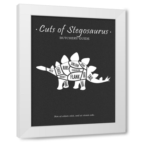 Butchery Stegasaurus White Modern Wood Framed Art Print by Rogan, Mark