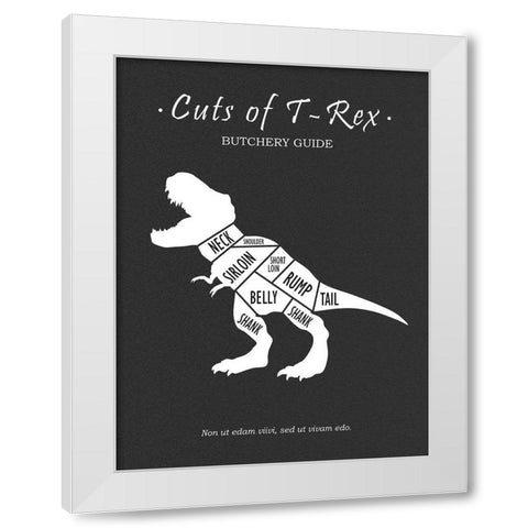 Butchery T-Rex White Modern Wood Framed Art Print by Rogan, Mark