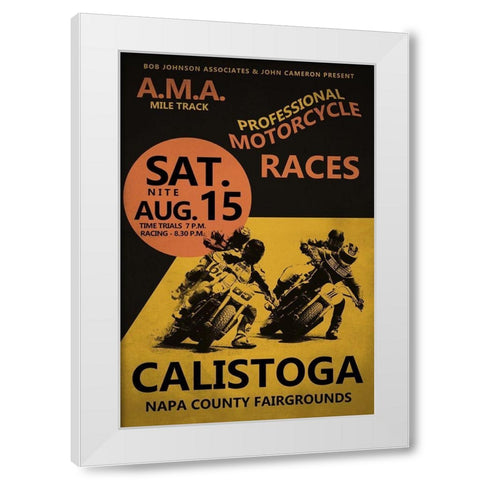 Calistoga Motorcycle Races White Modern Wood Framed Art Print by Rogan, Mark