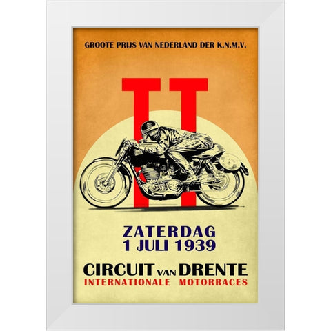 Circuit van Drente TT 1939 White Modern Wood Framed Art Print by Rogan, Mark