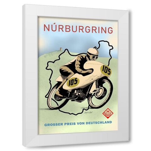 Nurburgring Motor Racing 1949 White Modern Wood Framed Art Print by Rogan, Mark