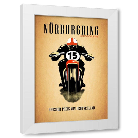 Nurburgring Nordschleife White Modern Wood Framed Art Print by Rogan, Mark