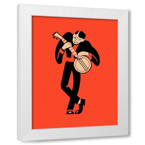 The Banjo  White Modern Wood Framed Art Print by Rogan, Mark