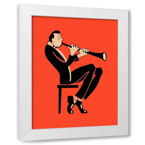 The Clarinet  White Modern Wood Framed Art Print by Rogan, Mark