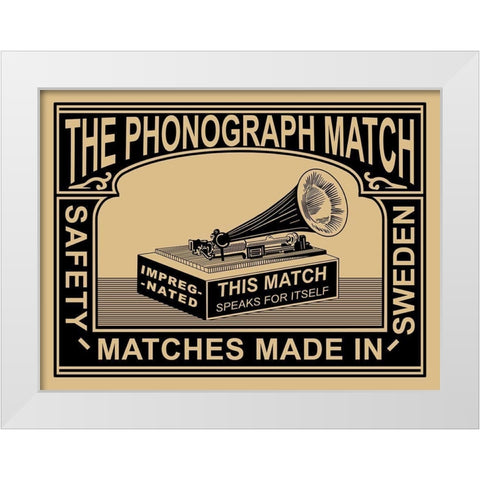 Phonograph Match White Modern Wood Framed Art Print by Rogan, Mark