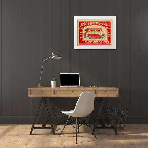 London Bus K-Type White Modern Wood Framed Art Print by Rogan, Mark