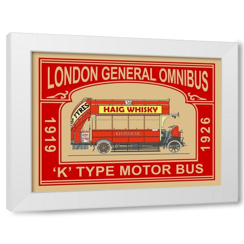 London Bus K-Type White Modern Wood Framed Art Print by Rogan, Mark