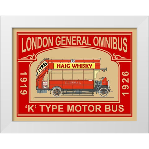London Bus K-Type White Modern Wood Framed Art Print by Rogan, Mark