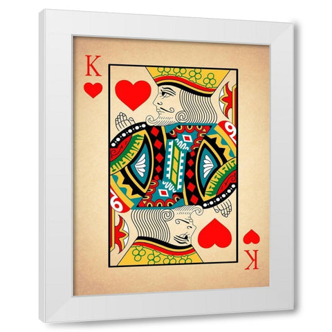 King of Hearts White Modern Wood Framed Art Print by Rogan, Mark