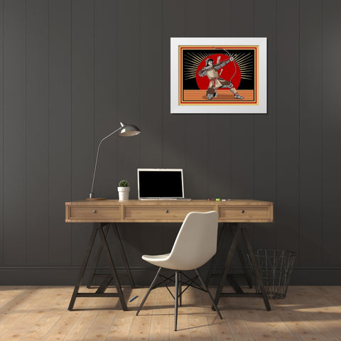 The Samurai White Modern Wood Framed Art Print by Rogan, Mark