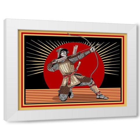 The Samurai White Modern Wood Framed Art Print by Rogan, Mark