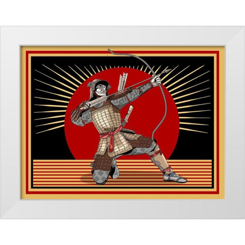 The Samurai White Modern Wood Framed Art Print by Rogan, Mark