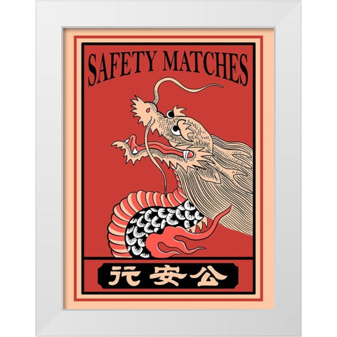 Japanese Dragon Matches White Modern Wood Framed Art Print by Rogan, Mark