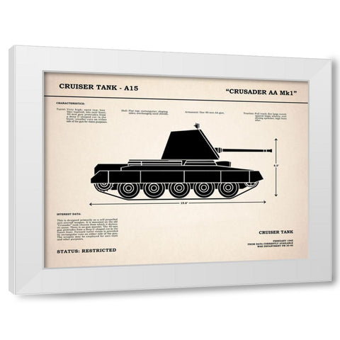 Crusader A15 Tank White Modern Wood Framed Art Print by Rogan, Mark