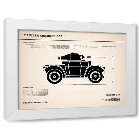 Daimler Armored Car White Modern Wood Framed Art Print by Rogan, Mark