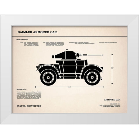 Daimler Armored Car White Modern Wood Framed Art Print by Rogan, Mark