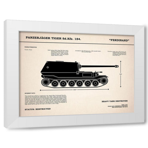 Ferdinand Tank Destroyer White Modern Wood Framed Art Print by Rogan, Mark