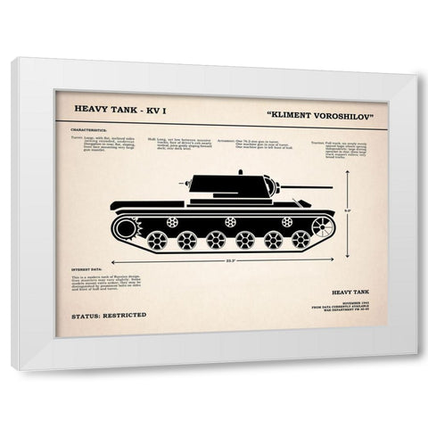 KV1 Heavy Tank White Modern Wood Framed Art Print by Rogan, Mark