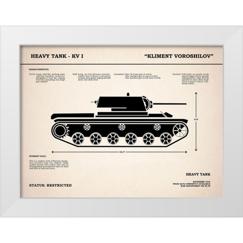 KV1 Heavy Tank White Modern Wood Framed Art Print by Rogan, Mark