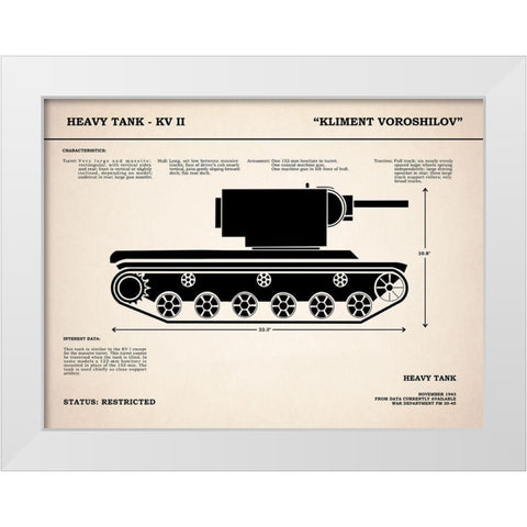 KV2 Heavy Tank White Modern Wood Framed Art Print by Rogan, Mark