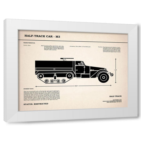 M3 Half Track Car White Modern Wood Framed Art Print by Rogan, Mark