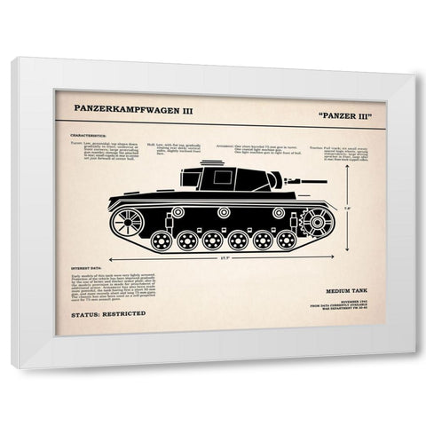Panzer III Tank White Modern Wood Framed Art Print by Rogan, Mark